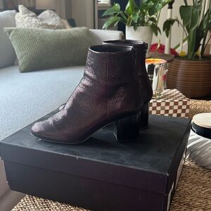 rag & bone Metallic Plum Block Heel Ankle Boots